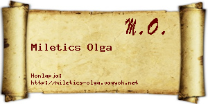 Miletics Olga névjegykártya